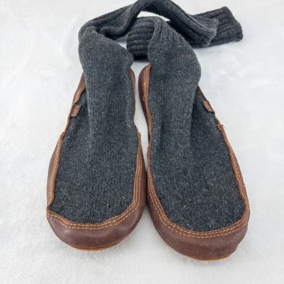 Acorn Slipper Socks Mens Size 9-10 (Womens 11-12) Gray Wool Suede Tall Slouch - Picture 3 of 9